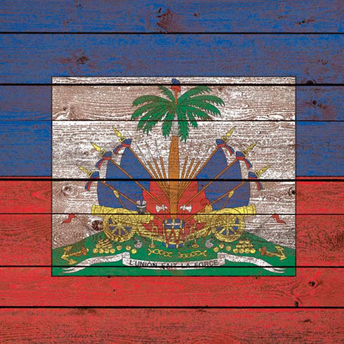 Haiti Flag Dark Wood iPhone XS Skin